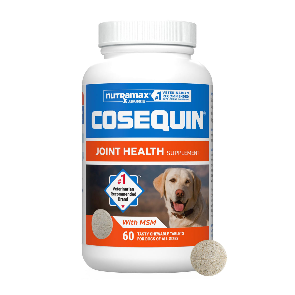 Nutramax Cosequin Maximum Strength Joint Health Supplement for Dogs - with Glucosamine, Chondroitin, MSM, and Hyaluronic Acid, 75 Chewable Tablets