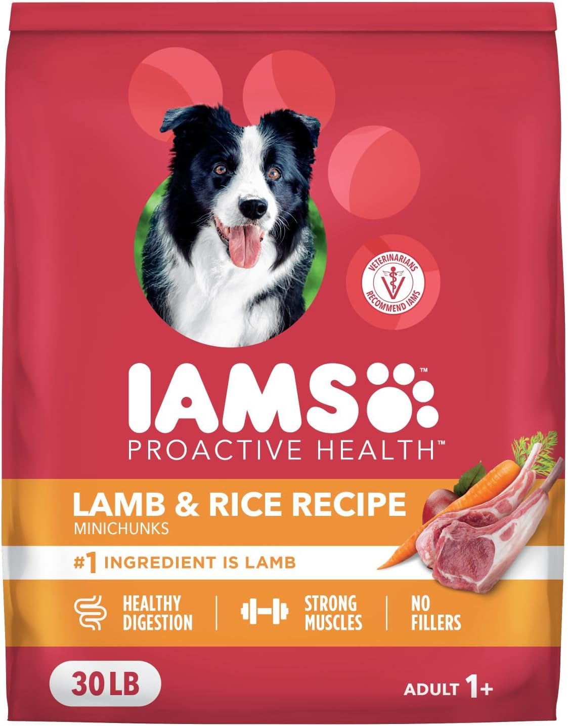 IAMS Proactive Health Minichunks Dry Dog Food, Lamb & Rice, 30 lb