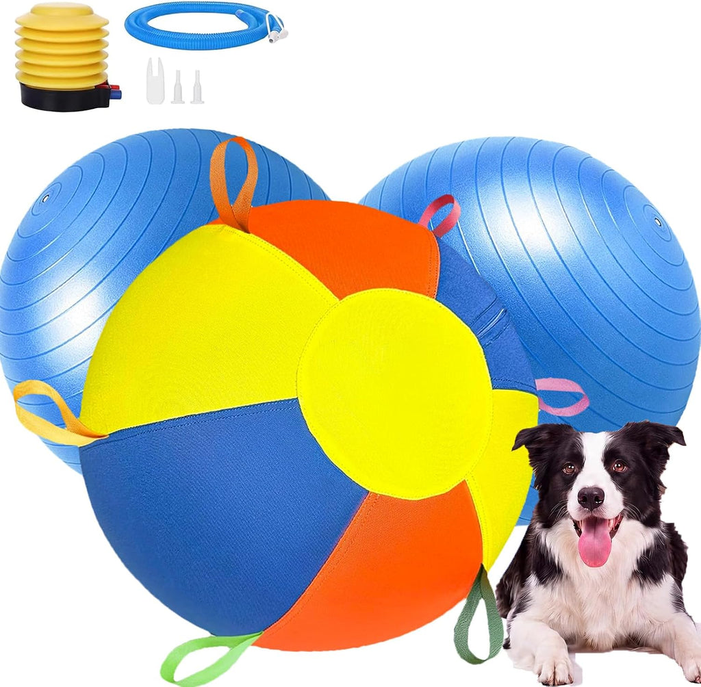 WesGen 2026 Upgrade 18'' Herding Ball for Dogs – 1800D Oxford Cover, with 2 Replaceable Inner Balls & Pump, Enhanced Chew Resistance Material, Anti-Burst, Dog Toy Agility Equipment for Collies