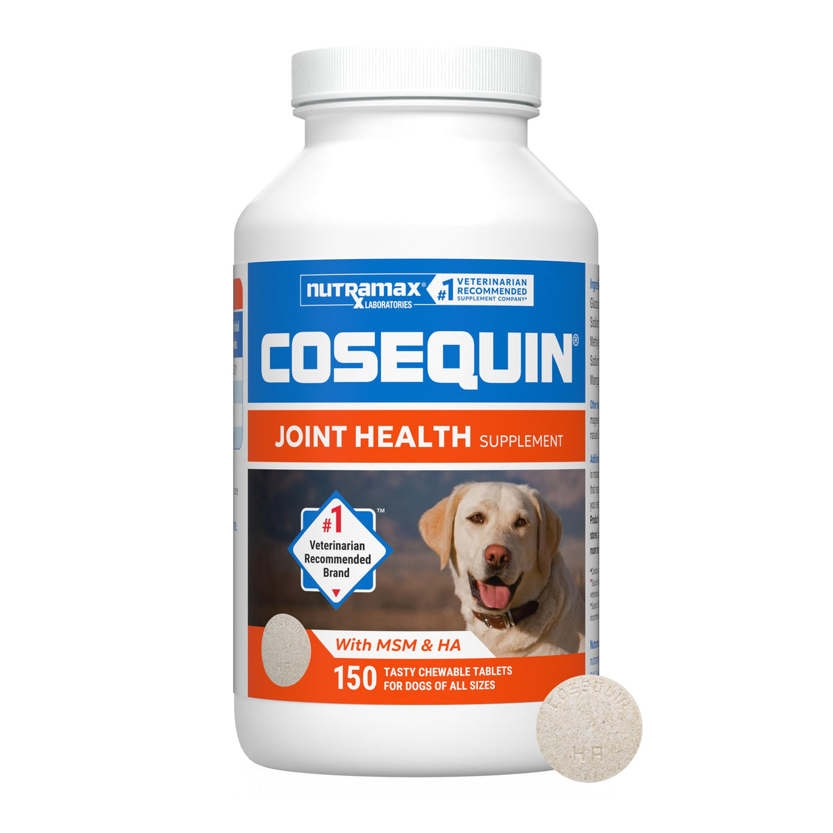 Nutramax Cosequin Maximum Strength Joint Health Supplement for Dogs - with Glucosamine, Chondroitin, MSM, and Hyaluronic Acid, 75 Chewable Tablets