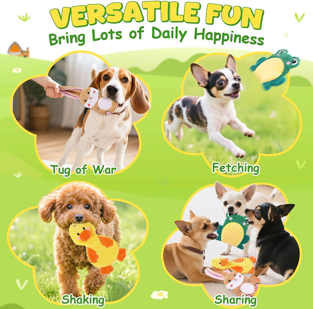 XIUGOAL Dog Toys to Keep Them Busy, 3 Pack No Stuffing Interactive Dog Toys with Crinkle, Squeaky Puppy Chew Toys for Small, Medium Breeds