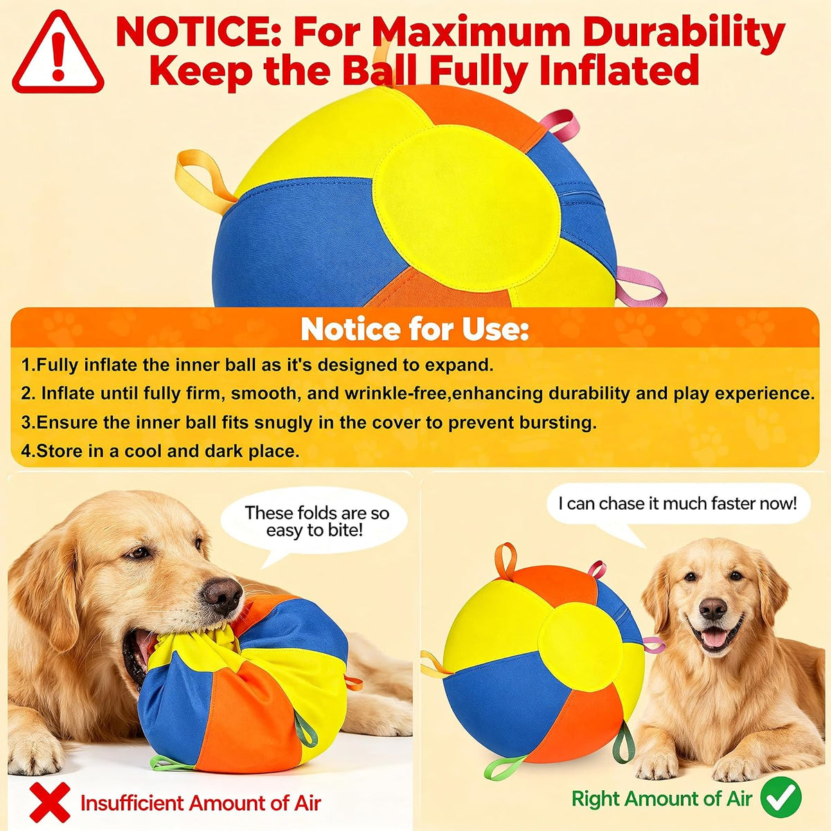 WesGen 2026 Upgrade 18'' Herding Ball for Dogs – 1800D Oxford Cover, with 2 Replaceable Inner Balls & Pump, Enhanced Chew Resistance Material, Anti-Burst, Dog Toy Agility Equipment for Collies
