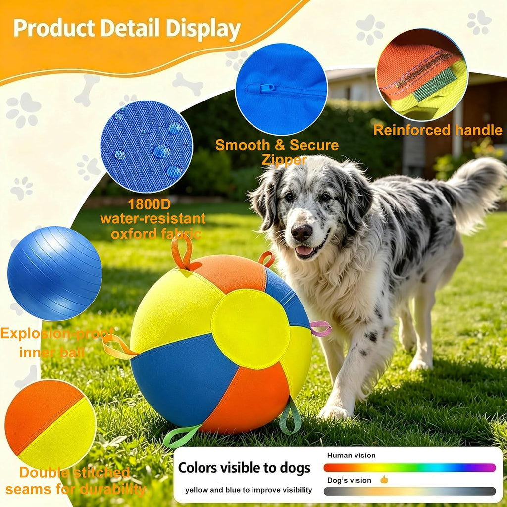 WesGen 2026 Upgrade 18'' Herding Ball for Dogs – 1800D Oxford Cover, with 2 Replaceable Inner Balls & Pump, Enhanced Chew Resistance Material, Anti-Burst, Dog Toy Agility Equipment for Collies