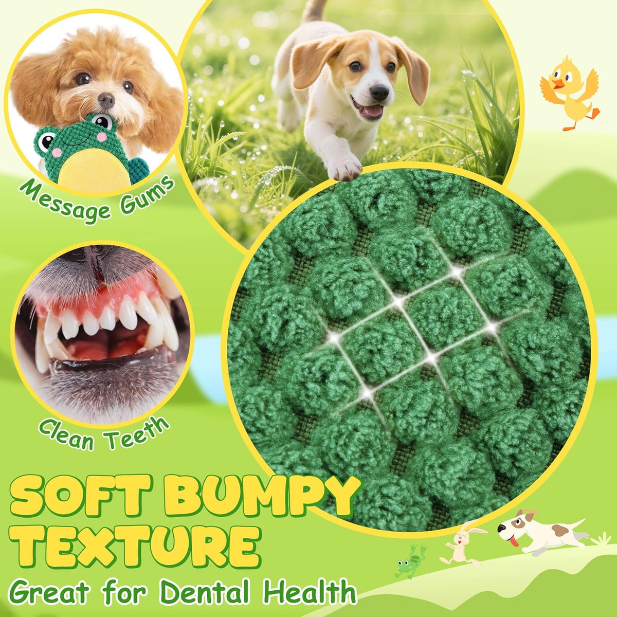 XIUGOAL Dog Toys to Keep Them Busy, 3 Pack No Stuffing Interactive Dog Toys with Crinkle, Squeaky Puppy Chew Toys for Small, Medium Breeds
