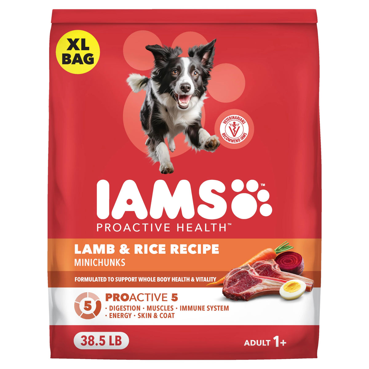 IAMS Proactive Health Minichunks Dry Dog Food, Lamb & Rice, 30 lb